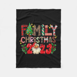Retro Family Christmas Crew 2023 Matching Family Fleece Blanket