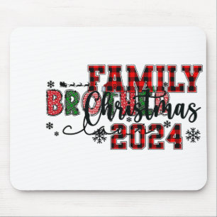 Retro Family Christmas Party Cute Brother Claus Xm Mouse Pad