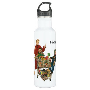 Retro Family, Mum and Kids Grocery Shopping Cart 710 Ml Water Bottle