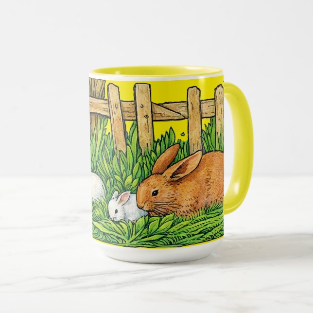 Retro Family of Bunny Rabbits Mug (Front Right)