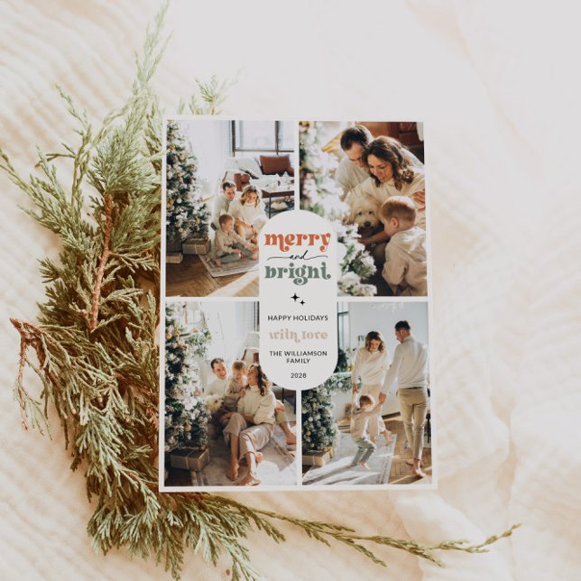 Retro Family Photo Christmas Holiday Card (Retro Family Christmas Photo Card)