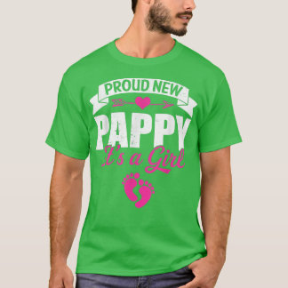 Retro Family Proud New Pappy It's A Girl Gender Re T-Shirt