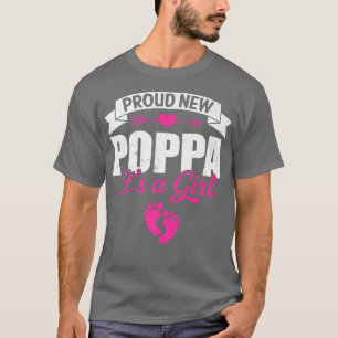 Retro Family Proud New Poppa It's A Girl Gender Re T-Shirt