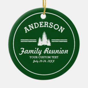 Retro Family Reunion or Trip Rustic Pine Trees Ceramic Tree Decoration