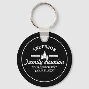 Retro Family Reunion or Trip   Rustic Pine Trees Key Ring