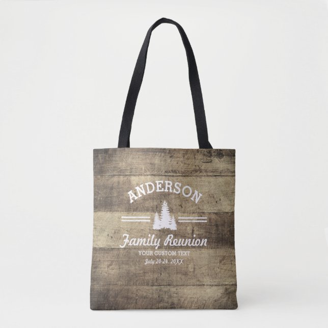 Retro Family Reunion or Trip | Rustic Pine Trees Tote Bag (Front)