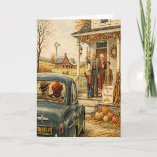 Retro Family Reunion Thanksgiving Card
