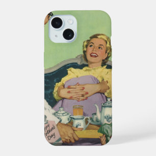Retro Family Serves Mum Breakfast in Bed iPhone 15 Case