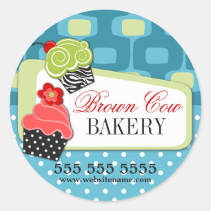 Retro Fancy Cupcake Bakery Classic Round Sticker