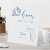 Retro fancy Hand drawn disco ball Favours Sign