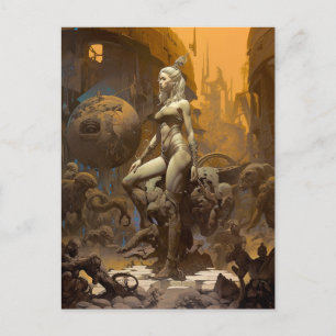 Retro Fantasy Art Beautiful Woman Postcard