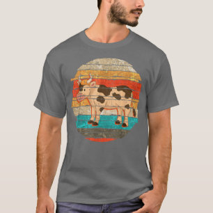 Retro Farm Animal Cow Lover Farmer Farming Cow T-Shirt