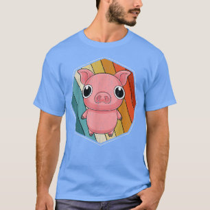 Retro Farm Animal Cute Piglet Pig 5145 T-Shirt