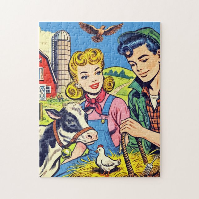 Retro Farm Comics Jigsaw Puzzle (Vertical)