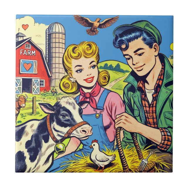 Retro Farm Comics Tile (Front)