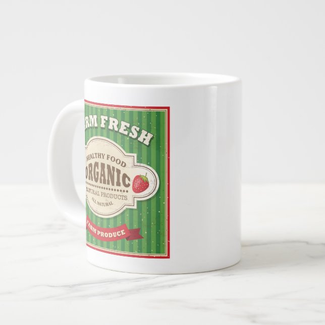 Retro Farm Fresh Poster Design Large Coffee Mug (Front Left)