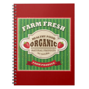 Retro Farm Fresh Poster Design Spiral Notebook