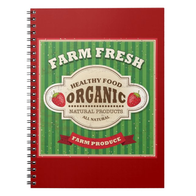 Retro Farm Fresh Poster Design Spiral Notebook (Front)