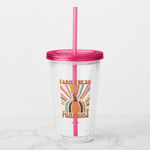 Retro Farm Fresh Pumpkins Acrylic Tumbler