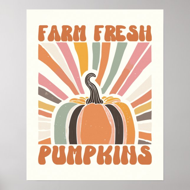 Retro Farm Fresh Pumpkins Poster (Front)