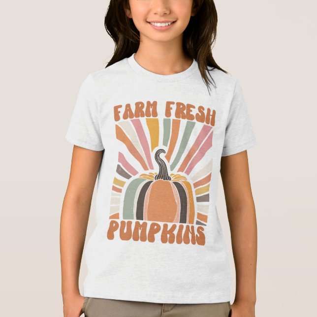 Retro Farm Fresh Pumpkins Tri-Blend Shirt (Front)