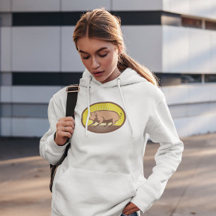 Retro Farm Pig with Sunburst  Hoodie