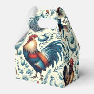 Retro Farm Rooster Pattern Favour Box