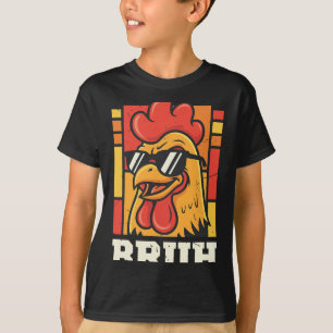 Retro Farm Rooster Sungles Chicken Lover Bruh For  T-Shirt