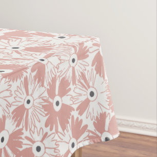 Retro Farmhouse Wildflower Large Scale Dusty Rose Tablecloth