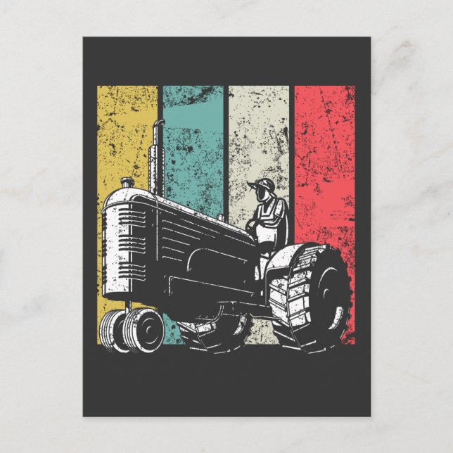 Retro Farming Dad Tractors Farmer Fathers Day Postcard (Front)
