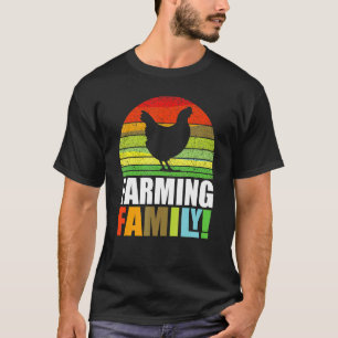 Retro Farming Family Chicken Artwork T-Shirt
