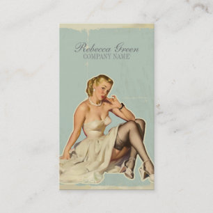 Retro Fashion Girl Hair Stylist Makeup Artist Business Card