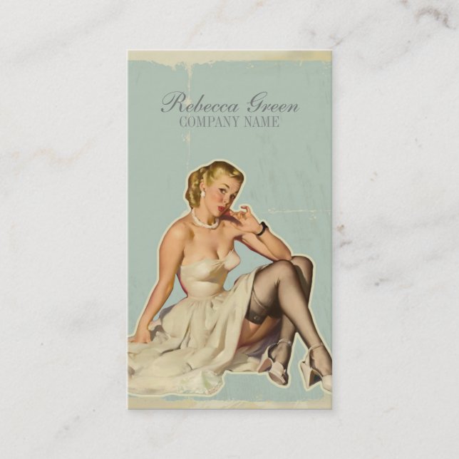 Retro Fashion Girl Hair Stylist Makeup Artist Business Card (Front)