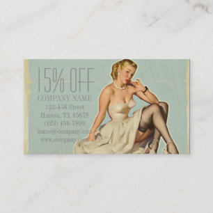 Retro Fashion Girl Hair Stylist Makeup Artist Discount Card