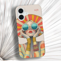 Retro Fashion Glamour Model with Monogram