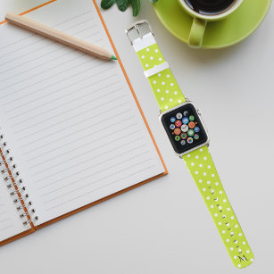 Retro Fashion Green Polka Dots Pattern Monogrammed Apple Watch Band