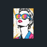 Retro Fashion Pop Art - 1980's Inspired Canvas Print<br><div class="desc">Channel the daring confidence and electric energy of the 1980s with this stunning Glam Pop Art print. Inspired by the iconic covers of vintage fashion magazines, this piece captures a moment of pure, unapologetic style. Our high-fashion muse gazes upward, her oversized sunglasses reflecting a vibrant neon sunset—a story of city...</div>