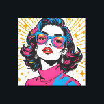 Retro Fashion Pop Art - 1980's Inspired Canvas Print<br><div class="desc">Ignite your space with the electric attitude and rebellious glamour of the 1980s new wave scene. This vibrant pop art piece captures a true style icon in her element, meeting your gaze with unapologetic confidence. Her hair, a vivid cascade of neon pink and electric blue streaks, serves as a bold...</div>
