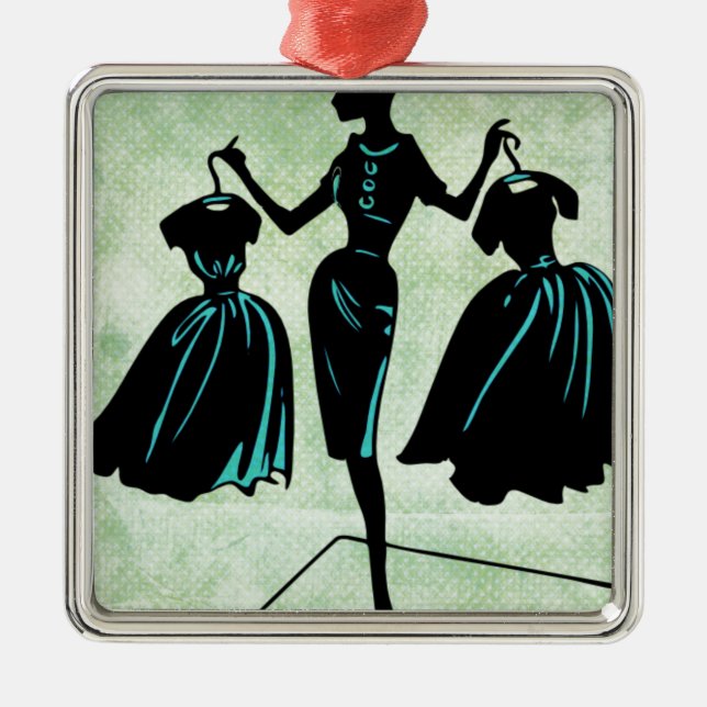 Retro Fashionista Silhouette Metal Tree Decoration (Front)