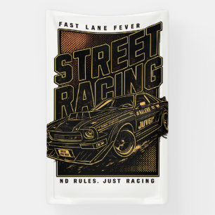 Retro Fast Lane Fever Sports Car Art Banner