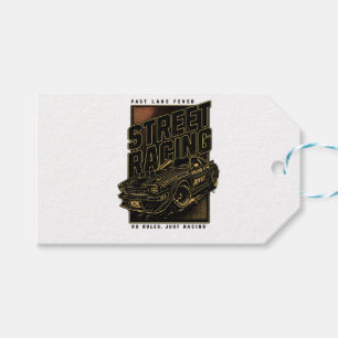 Retro Fast Lane Fever Sports Car Art Gift Tags