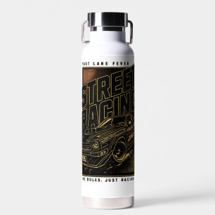 Retro Fast Lane Fever Sports Car Art Water Bottle