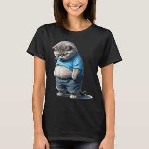 Retro Fat Kitten Tee Funny Cat Rolling Fatties 