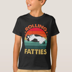 Retro Fat Kitten Tee Funny Cat Rolling Fatties