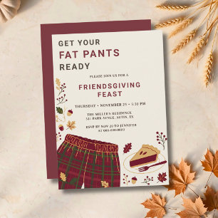 Retro Fat Pants Ready Friendsgiving Feast Invitation