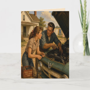 Retro Father Daughter Father's Day Card