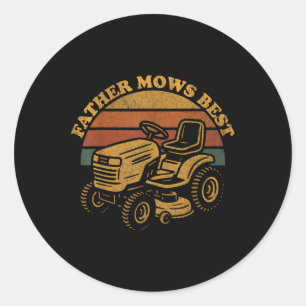 Retro Father Mows Best - Funny Fathers Day Dad Classic Round Sticker