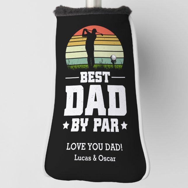 Retro Fathers Day Best Dad By Par Golf Head Cover (Rotate 90)