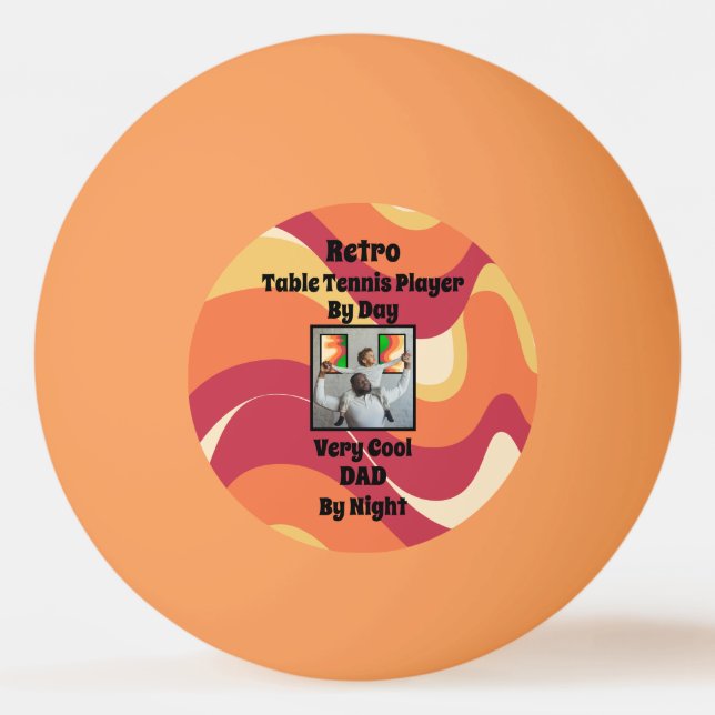 Retro Father's Day "Cool Dad" Personal Photo Text Ping Pong Ball (Front)
