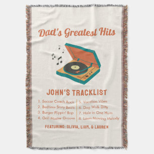 Retro Father's Day "Dad's Greatest Hits" Custom  Throw Blanket